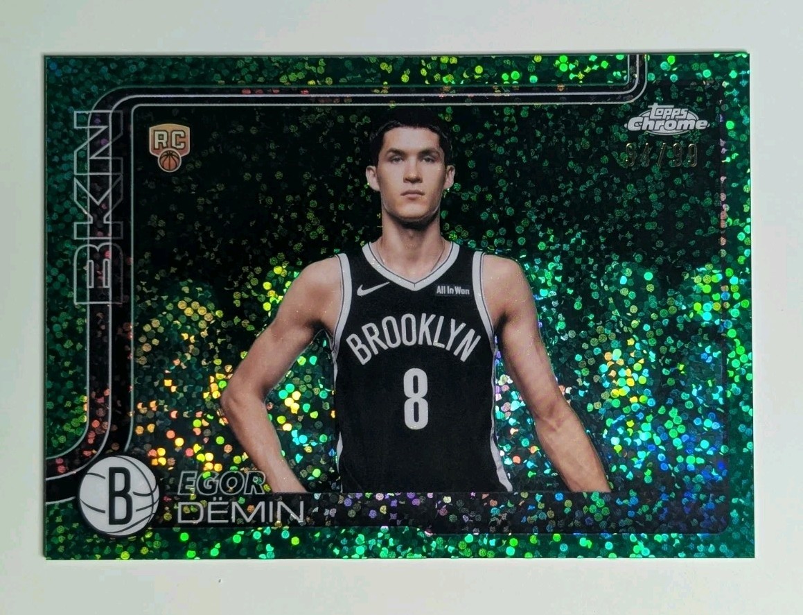 Egor Demin 2025-26 Topps Chrome Green Speckle Image Variation RC /99 Nets Rookie
