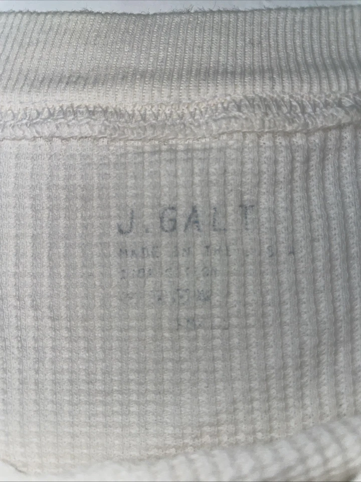 J. Galt Oversized Cropped Waffle Knit Thermal Long Sleeve Top White Cream OS - Image 3 of 4