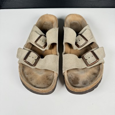 Birkenstocks Arizona Taupe Suede Leather Sandals Straps - Men s 9 /  Women's 11