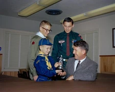 1963 NASA Astronaut Walter Schirra & Boy Scouts - 8x10 Photo On 8.5x11 #1509