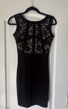 Morgan & Co Black Lace Dress Junior Size 1/2 Adult XS Prom Formal Evening Dress