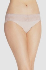 Natori Women's Pink Lace Trim Bliss Perfection Stretchy Bikini Panties Size OS