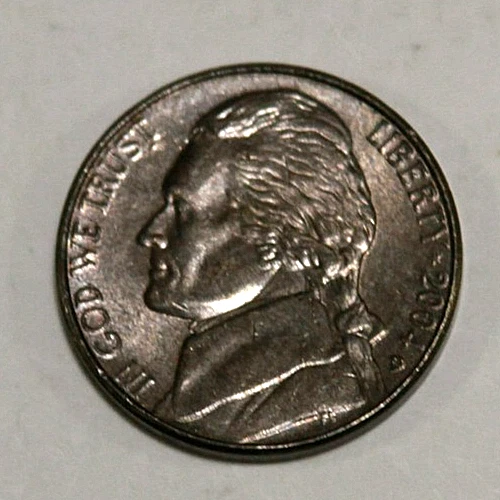 🍷 2004-D Jefferson Nickel Plum/Wine Toned UNC 💜 Nice Color Free Ship