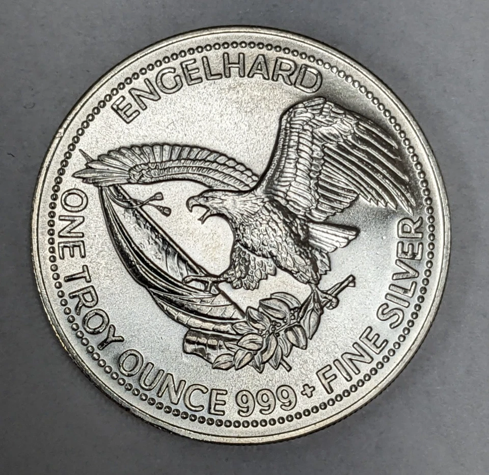 The American Prospector Engelhard 1984 1 Troy OZ .999 plata fina redondo UNC Foto 2 de 3