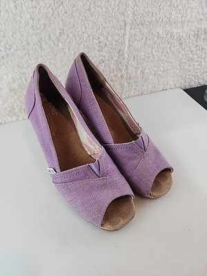 Toms Purple Orchid Wedge Hemp Sandals Sz 8W Open Toe