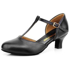 Women's T-Strap Latin Salsa Dance Heels Non-Slip Ballroom Character Shoes Wed...