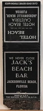 Jack's Beach Bar Jacksonville Beach FL Florida Vintage Matchbook Cover