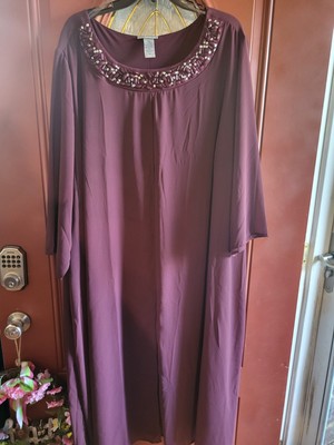 Catherine's 4X One Piece Sheerlong Dress Burgandy W/ Jewels Around Collar