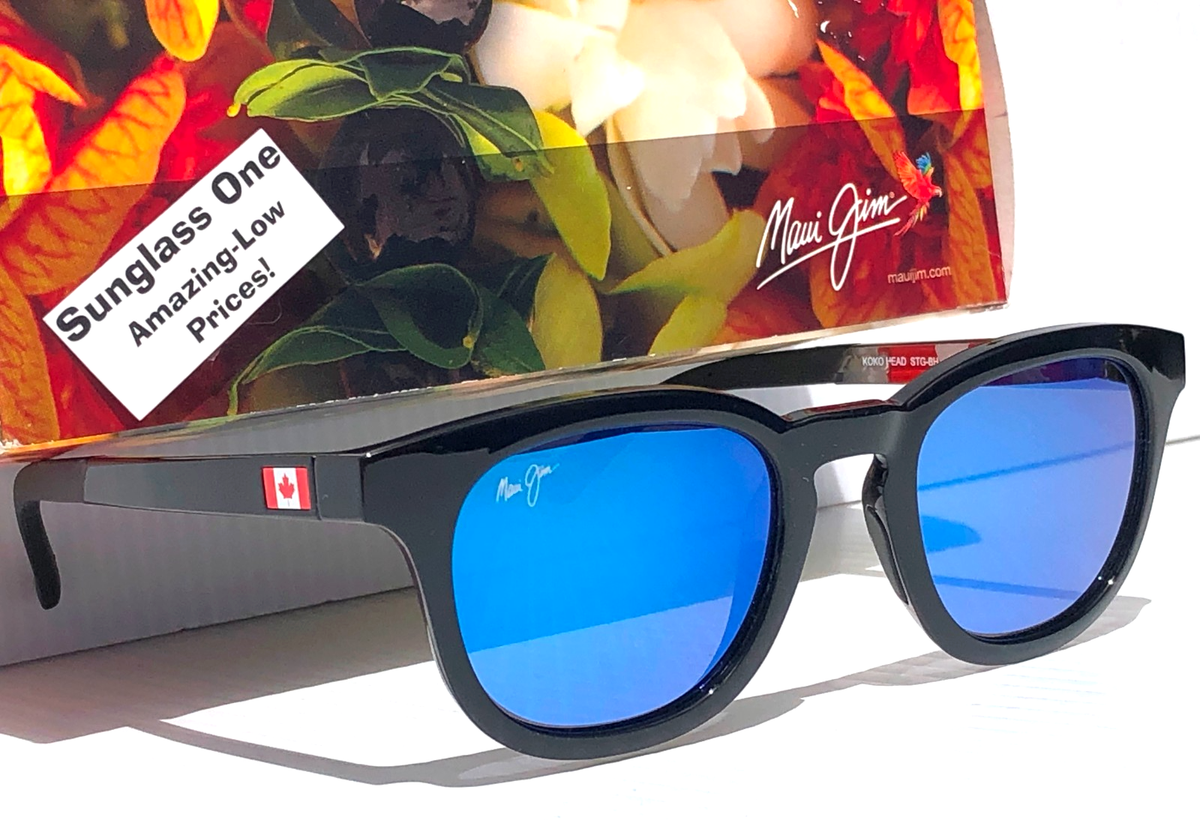 Maui Jim KOKO HEAD Gloss Black CANADA FLAG POLARIZED Blue Sunglass