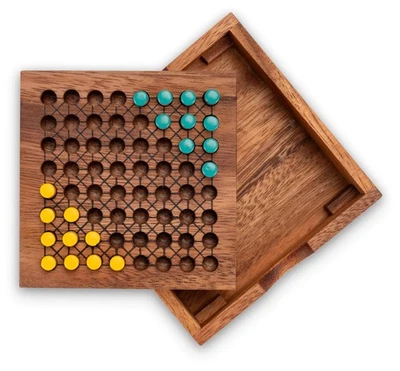 Halma Reisespiel – klassisches Strategiespiel im Mini-Holzkasten für 2 Spieler G - Bild 1 von 4