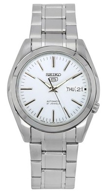 Seiko 5 Automatic 21 Jewels Japan Made Weiß Zifferblatt SNKL41J1 Herrenuhr