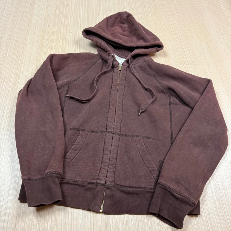 J Crew Sudadera con Capucha Forrada Difusa Mujer Grande Vintage y2k Desteñida Cremallera Completa Foto 3 de 4