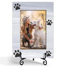 Pet Picture Frame 4x6 Photo Frames Wood, Dog Paw Prints, Gift for Dog Lover, ...
