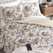 Garden Floral Bouquet Full/Queen Microfiber Duvet Cover Set - 3 Piece Reversi...