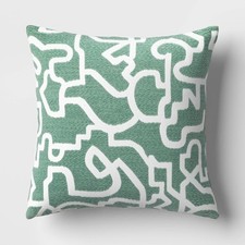 Threshold 18" Square Geometric Chunky Woven Jacquard Throw Pillow Green C843
