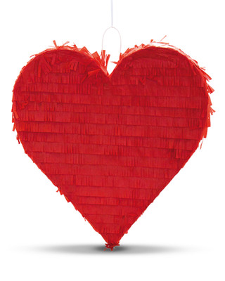 Rote Herz Pinata, Partyspiel Motto Liebe stabil für Kinder & Erwachsene 35x37 cm