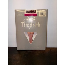 Vintage Hanes Thigh-Hi Stockings Classic Navy Medium Tall Style 606 Sandalfoot