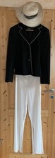 Hochzeitskleidung mit Hose, Top, Blazer und Hut , Damen, in creme und schwarz