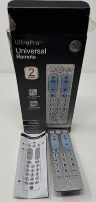 GE UltraPro Universal Remote 2 Device Brushed Silver TV, Cable, Soundbar, Etc.