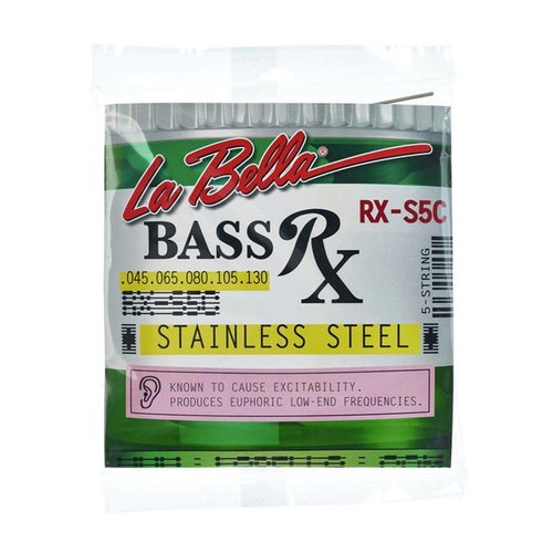 Used La Bella RX-S5C Rx Stainless 5-String Bass, 45-130