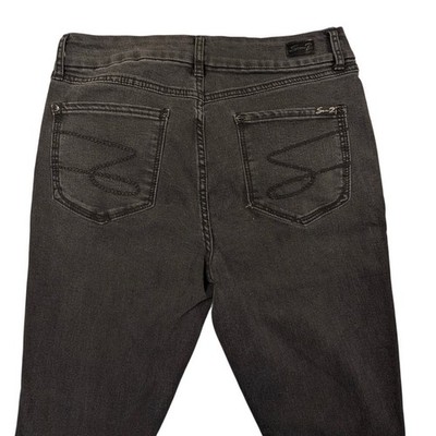 Seven7 Tummyless High Rise Skinny Jeans Black Distressed Knee Womens12 Grunge
