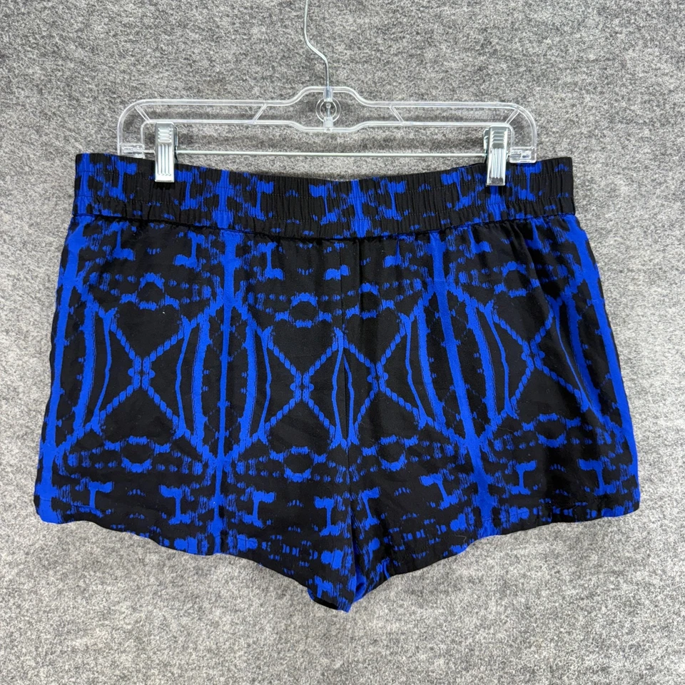 Pantalones Cortos Express Mujer M Medianos Negros Geométricos Tiro Medio Calientes Pantalones Pull On Rayón Foto 2 de 4