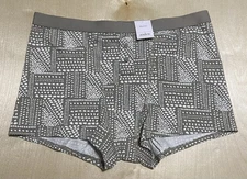Auden Women's Size Large Soft Geometric Boyshort Panty in Gray