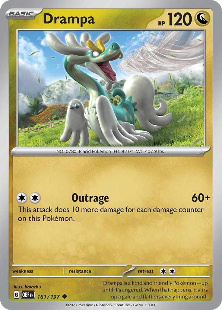 Pokemon Drampa 161/197 Obsidian Flames Uncommon NM