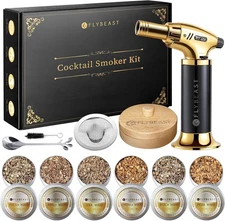Cocktail Smoker Kit with Torch, 6 Flavors of Wood Chips for Whiskey Bourbon NEW