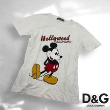 Dolce & Gabbana Disney Mickey Mouse Print Tee Women White Short Sleeve M Size