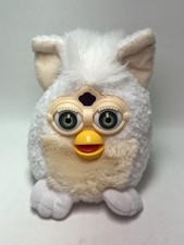 1999 Furby Buddies Plush Bean Bag Tiger Electronics 70-700 White Green Eyes Vtg