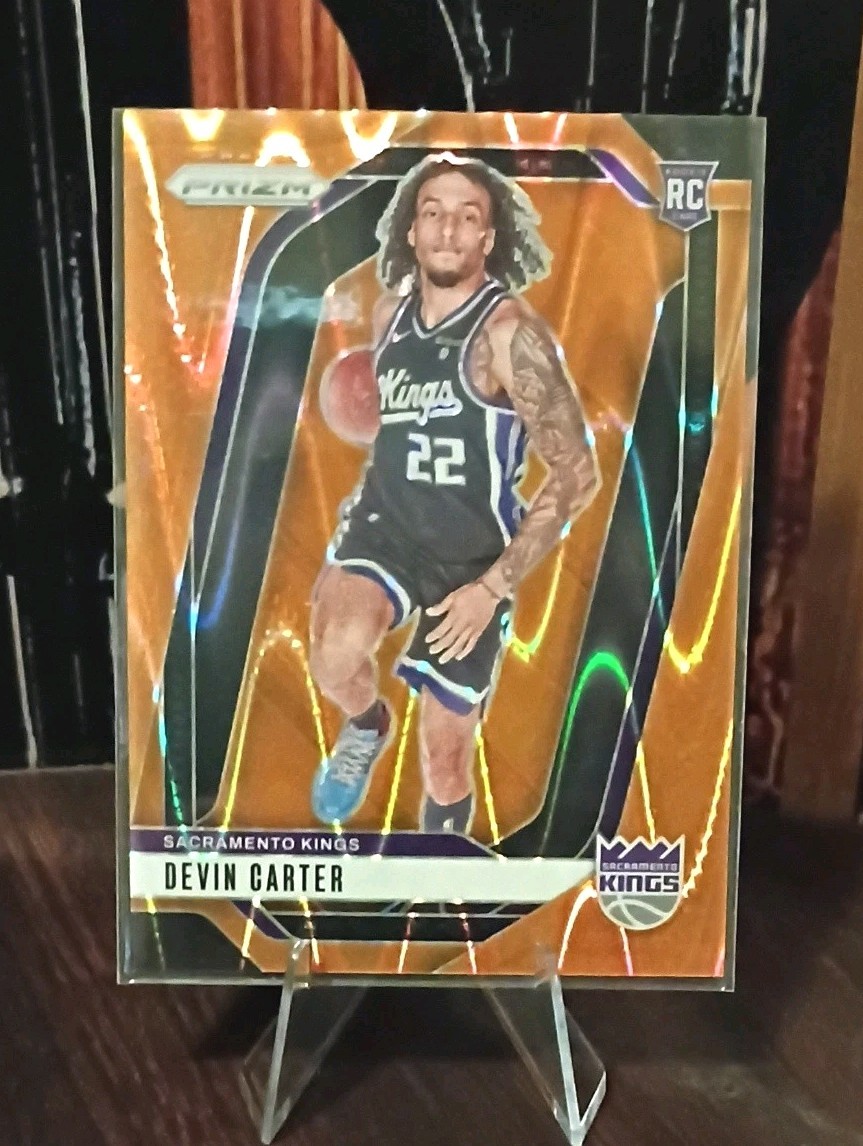 2024-25 Panini Prizm- Devin Carter #231 Orange Seismic Prizm /199 (RC) Kings NBA