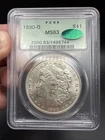 1890-O $1 PCGS MS-63 CAC Old Green Holder Morgan Silver Dollar