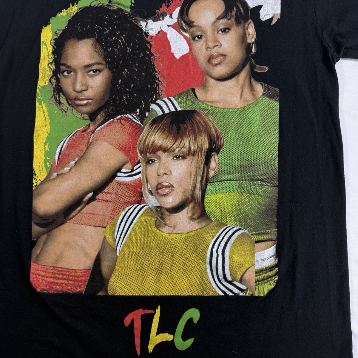 Vintage TLC Graphic T-Shirt Photo Print Neon Logo Small R&B Group
