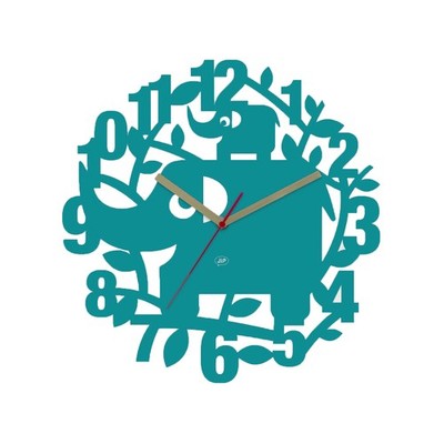 Designer Wanduhr Ellie der Elefant für Kinder Kinderuhr Uhr Kinderzimmer Blau