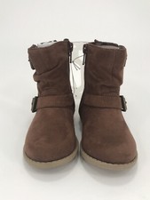 Old Navy Toddler Girls Boots Faux Suede Brown Zipper/Buckles/Strap SIZE 7