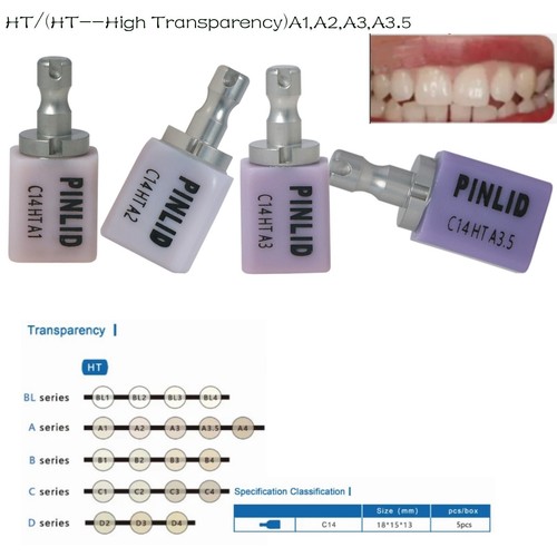 Bloques de displicado de litio bloque CAD CAM de cerámica de vidrio dental HT C14 - Imagen 2 de 81