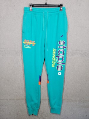 Staple Pigeon Joggers Men's Size Small Teal Bird Embroidered Sweatpants