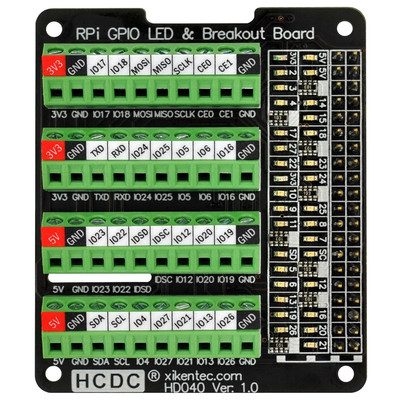 Rpi GPIO Status LED & Terminal Block Breakout Board HAT for Raspberry Pi A+ 3A+ 