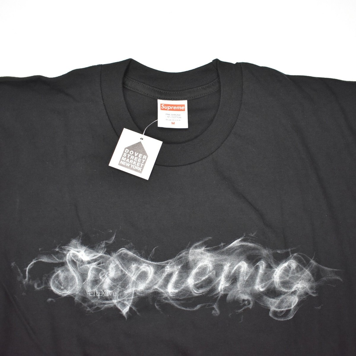 NWT Supreme NY Men's Black White Smoke Logo Print T-Shirt NWT Supreme NY Men's Black White Smoke Logo Print T-Shirt