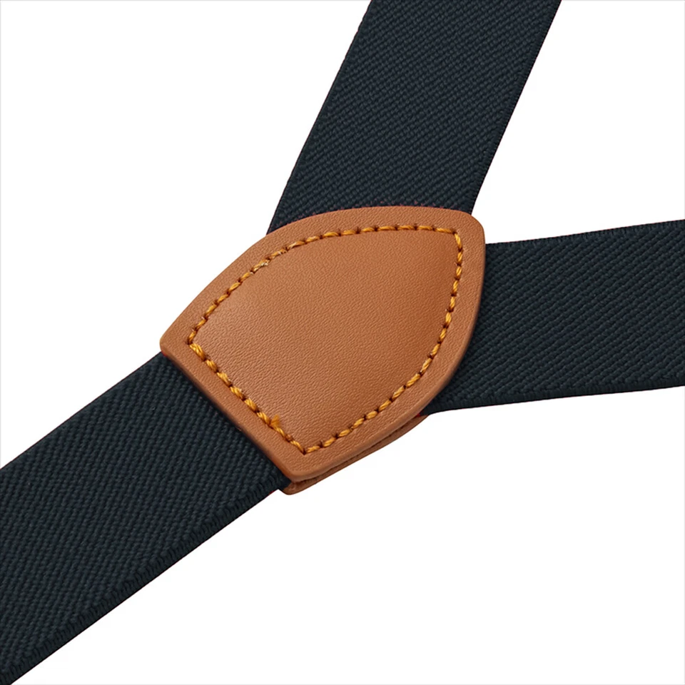 Mens Suspenders Leather Adjustable Elastic Y-Shaped Braces Hooks Pants Brace - Image 4 of 4