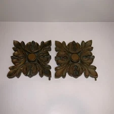 Unique Lot of 2 Antique Bronze Gild Furniture Decorative Applique Hardware!