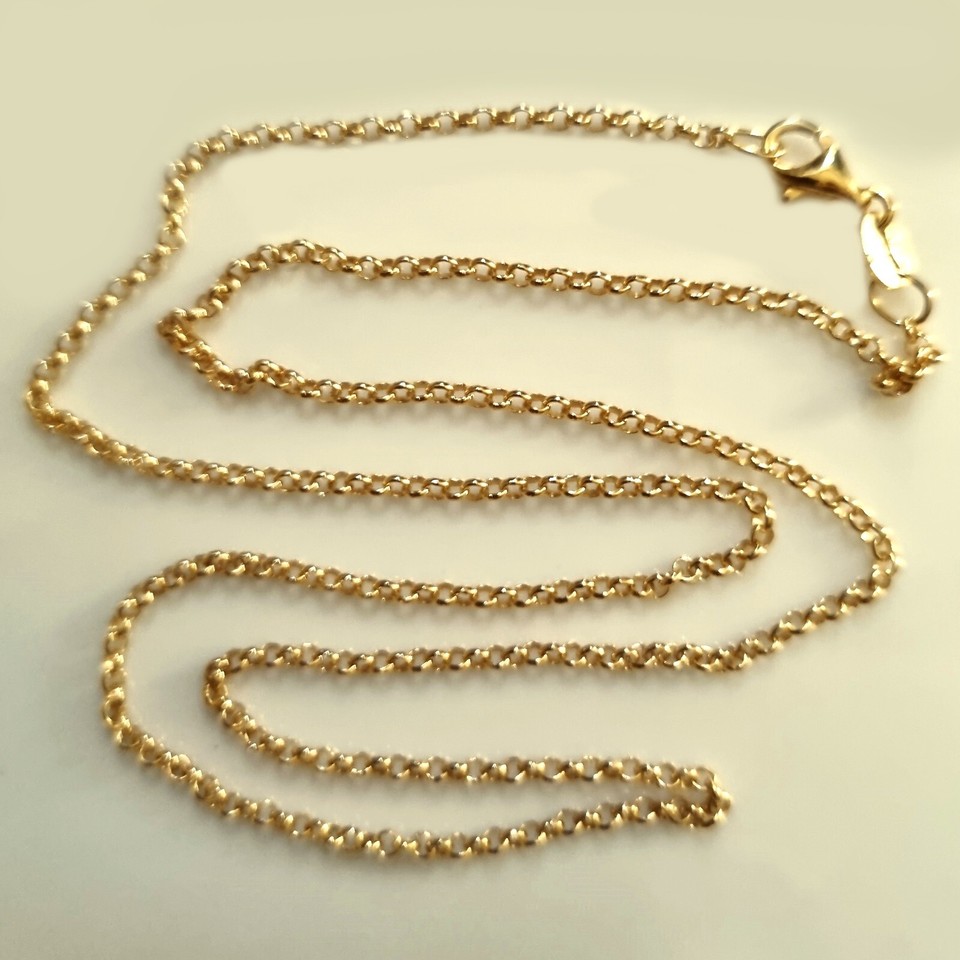 9ct solid Gold round rolo Belcher chain 1.95mm 40cm 45cm 50cm 55cm 60cm ...