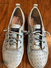 SPERRY TOP-SIDER CREST VIBE Women's Slip On Sneakers, Silver, Size 3M NEW
