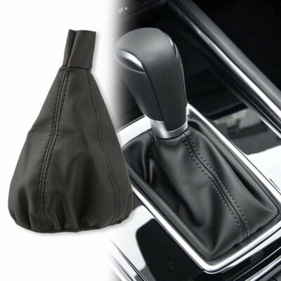 1Pc Car Gear Shift Stick Gaiter Boot Leather Dust-proof Cover Black Leather