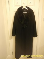 Full Length, Alexon, Size 18 Black Coat With Faux Fur Removable Collar Good Pric
