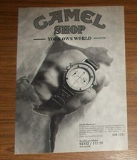 Seltene Werbung vintage CAMEL SHOP PILOTENUHR mit Dual-Time-System 1990