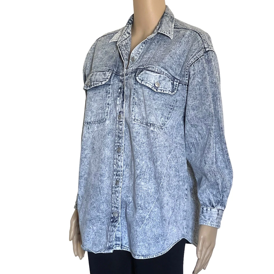 anchor blue jeans blouse long sleeve size S  - Imagem 4 de 4