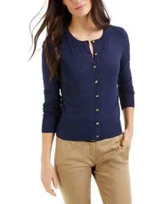 /LX023/ Charter Club Women's Button Cardigan Intrepid Blue Sz L