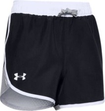 NEW Under Armour Girls' Fast Lane Shorts Black Gray 1351011 Size Youth MEDIUM
